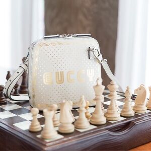 Gucci “Guccy” Sega Collection White Crossbody – Rare Gold Foil Stars 2018
